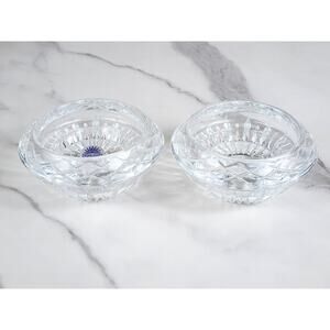 Princess House Candle Holder 4 1/2" Highlights Clear Lead Crystal Reversible x2